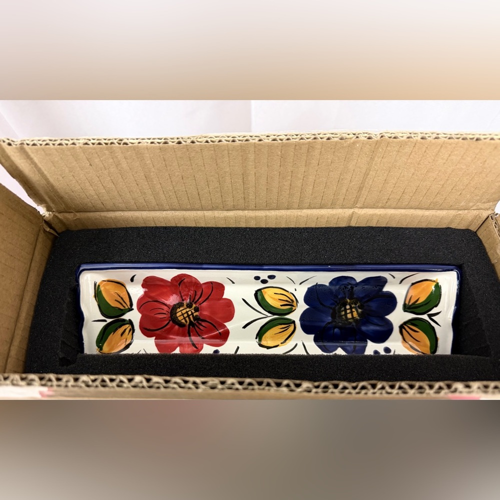Autentica Handmade Rectangular 10.8”x 3.25” Ceramic Serving/Sushi Tray      NIB - Picture 6 of 9